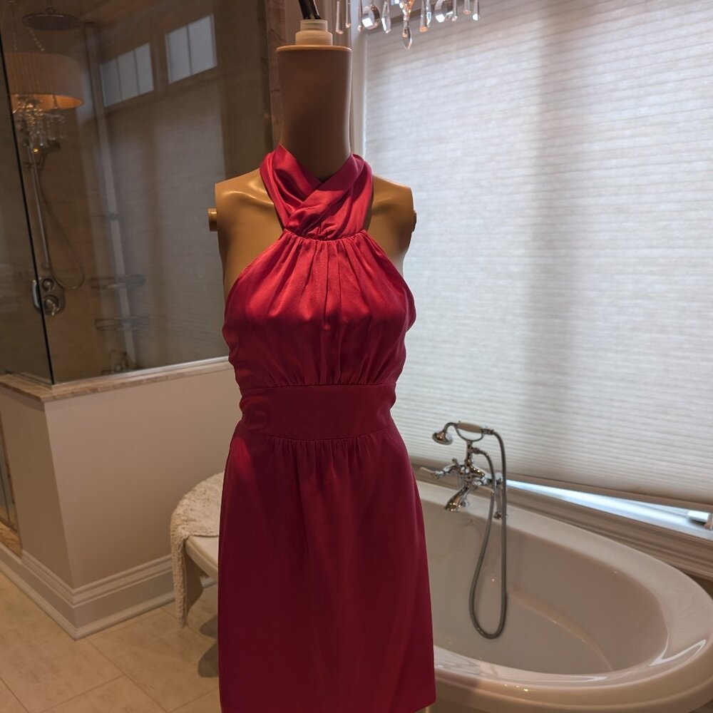 Betsey Johnson Pink Satin Halter Dress